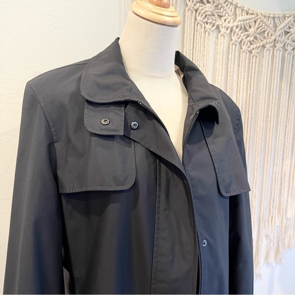 Burberry Womens Black Nova Print Trench Coat / Rain Jacket Size Large / 12 - 14 - Picture 4 of 10